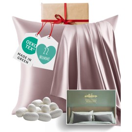 Welldora Kissenbezug aus 100% Seide 80x80 | Hohes Gewicht: 22 Momme, ideal für Haut und Haar | Höchste Güteklasse 6A & YKK | Streng Zertifiziert in der Schweiz | Oeko-Tex* Seidenkissenbezug Zartrosa