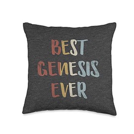 Best Genesis Ever Retro Vintage Name Gift Dark Heather Gray Throw Pillow