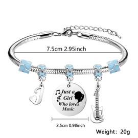 LUXYSODE Music Initial A-Z Bracelet - Gifts For Fans, Music Lovers - Birthday, Christmas, Graduation