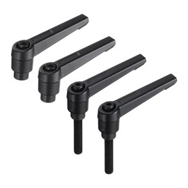 sourcing map 4pcs Clamping Lever Adjustable Handle Set Metric M6 x 32mm Male & M6 Female Thread Level Handles Hand Stud Knobs Quick Release Black for Lathe Machinery