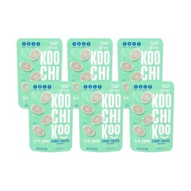 Koochikoo Flavored Hard Candy Drops, Peppermint Flavor, Organic, Vegan & Sugar Free Naturally Flavored Hard Candy, 16 Individually Wrapped Drops/Pouch (Pack of 6)
