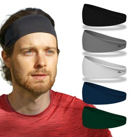 Relix Sports Headband (Pack of 5) Moisture Absorbing Workout Headband, Sweatband Headbands for Running,Cycling,Football,Yoga,Hairband for Women and Men