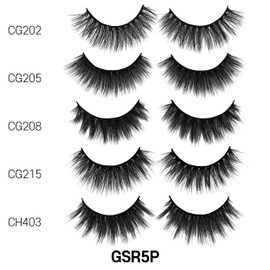 Laflare 3D Cashmere False Eyelashes Multipack, Ultra Soft, Glam, Luxurious, Cruelty-Free, Reusable, Fake Eyelashes 5 Pairs Value Pack (GSRx5P)