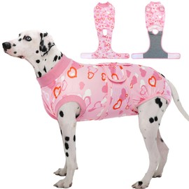 Kuoser Recovery Suit for Dogs After Surgery, Valentine's Day Dog Surgical Recovery Suit for Female Male Dogs, Dog Onesies for Large Dogs, Pet Surgical Suit for Spay Neuter Dog Cone Alternative