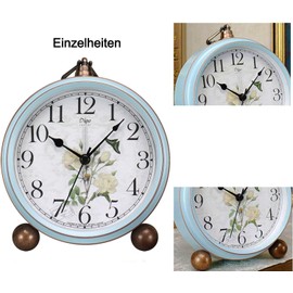 Maxspace Wecker Analog Ohne Ticken, Batteriebetriebener Europäischer Vintage Wecker Laut für Tiefschläfer, Alarm Clock mit Quarzwerk für Schlafzimmer Wohnzimmer Deko Modern (Rosa 2)