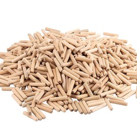 1000 PCS Beech Twill Round Wood Dowel Pins M6x30, Easier Insertion Straight Grooved Pins for Furniture Door and DIY Art Projects, Grooved Dowel Pins