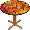 Round Fitted Tablecloths, Autumn Maple Leaves Elastic Edge Table Cover,