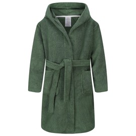 FunnyPaja Kids Soft Towel Hooded Robe Cotton Bathrobe for Boys 5-16 Years, Army Green, 15-16 Years