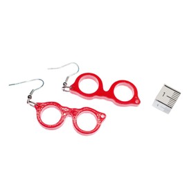 Glasses Woody Earrings Miniblings Nerd Hipster Retro Red