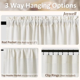 Joywell Extra Long Linen Sheer Curtains 132 Inches Length Long for High Tall Ceiling Living Room,Rod Pocket Light Filtering Drapes for 2 Story Large Window Bedroom,W52 x L132,Natural Beige,1 Panel