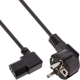 InLine® Power cable, InLine®, Type F angled to IEC connector angled to the right, 1m, black