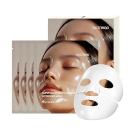 Pharmeus Super Glow Deep Collagen Hydrogel Mask 1.48 oz × 4 Sheets, 5,000,000ppb Hydrolyzed Collagen, Elasticity, Wrinkle Care & Radiance, Overnight K-Beauty Mask (4 Count (Pack of 1))