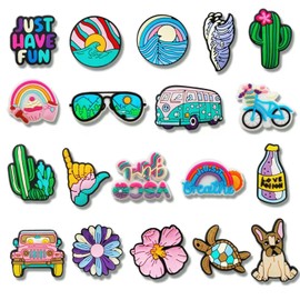 19 Pcs Summer Shoe Charms for Clog Shoe Decoration, Cute Preppy Charms for Crocs, Girls Women Adults Teens, Girly Kawaii Shoe Charms Accessories DIY Gifts