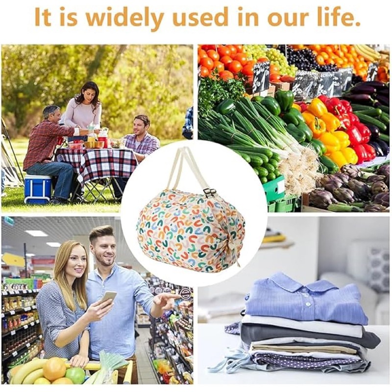 Reusable Shopping Bags, Foldable Grocery Storage Tote, Waterproof Oxford Cloth