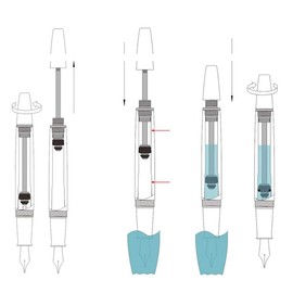 Hztyyier Large Capacity Fountain Pen Transparent Metal Business Nib 0.5 mm Fine Nib Writing Ballpoint Pen Gel Pen for Men and Women (Transparent