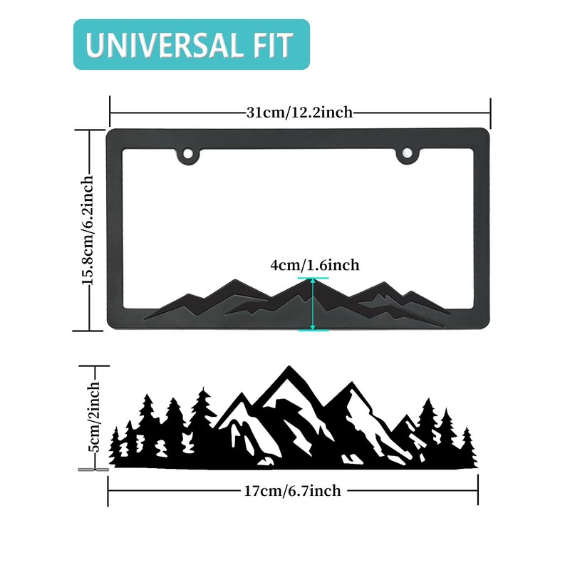 NJNYLLC Mountain License Plate Frames - Plastic Car Tag Holders