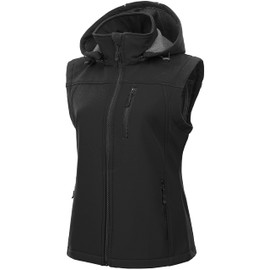 CREATMO US Women's Hooded Vest Outerwear With Zip Up Hidden Pockets Sleeveless Jacket For Running Hiking Golf Dark Grey M
