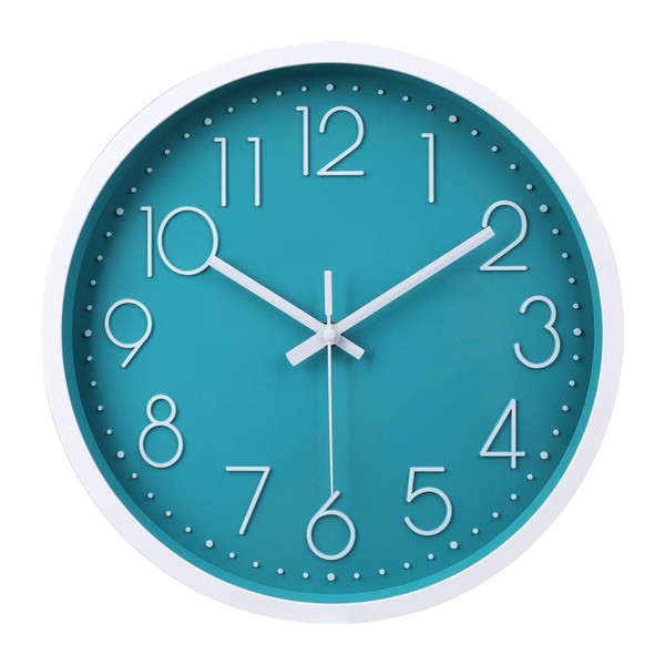 jomparis 30 cm Modern Quartz Silent Turquoise Wall Clock Sweeping Seconds without Ticking – Petrol Wall Clock is Perfect Decor for Living Room, Room, Office