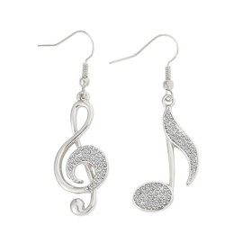 Fashionable Music Note Dangle Earrings With Unique Y Clef Musical Notes Drop Earrings for Women-Silver