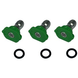 Sellerocity 3-Pack Pressure Washer Set, Universal 1/4" Quick Connect Pressure Washer Nozzle Tips, 25°, Green, Size 8 GPM