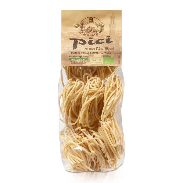 Morelli Pici Pasta di Toscana - Gourmet Italian Pasta - Organic Pici Noodles - Thick Organic Pasta Nests Made in Italy from Durum Wheat Semolina - 17.6oz (500g)