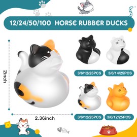 Deekin 100 Pcs Rubber Ducks 2 Inch Animal Party Favors Small Rubber Ducks for Cruise Ships for Shower Birthday Gift Activity Theme Party (Cat Style)