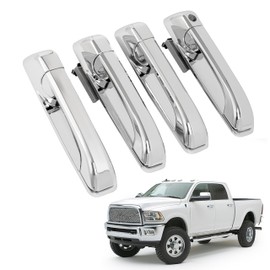 JMTAAT 4Pcs Exterior Door Handle Compatible with 2009-2025 Dodge Ram 1500 Classic 2500 3500 Pickup Replace for 55112382AB 55112383AB 55112384AB 55112385AB Chrome Outside Handle Front Rear Left Right