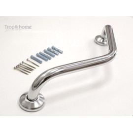 135° Chrome Angled Shower Bath Grab Bar Rail Bathroom Disability Aid Support 200 x 200 mm, Ø 25