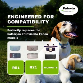 Perimeter Technologies Collar Battery Compatible with Invisible Fence Brand - Bonus eOutletDeals Pet Towel ( 6 Pack )