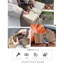 FLANK Gerald Mini Wallet, Key Case, Smart Key, Keyless, Remote Control, Car, Small Wallet, Genuine Cowhide Leather, Women's, Men's, With Strap, Key Wallet, Trifold, Card Slot, Coin Purse, NAVY/navy