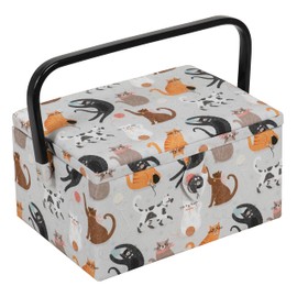 Hobby Gift Medium Sewing Craft Storage Box, Cats, 18.5 x 25.5 x 14.5cm