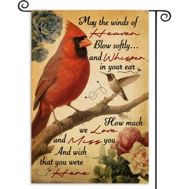 Memorial Garden Flag Heavenly Love and Miss You Garden Flag Funeral Memorial Decorations Remembrance Sympathy Flag Grief Gifts Cemetery Decorations for Grave 12x18 inch Double Side