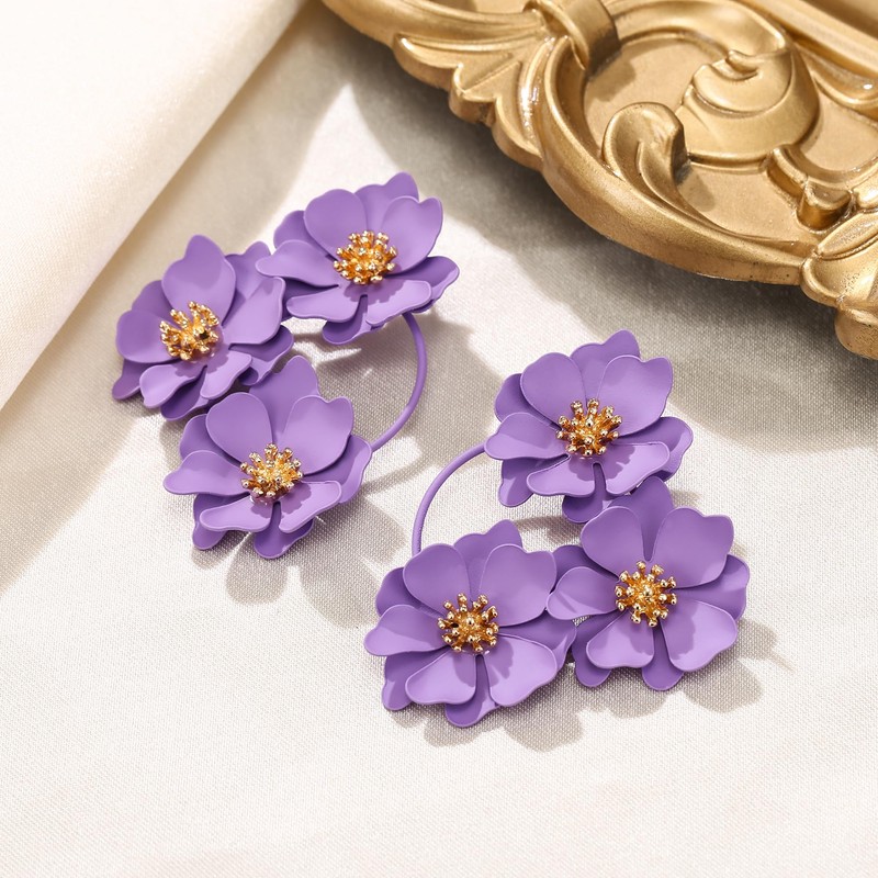 EVER FAITH Boho Flower Earrings, Large Statement Daisy Earrings for
