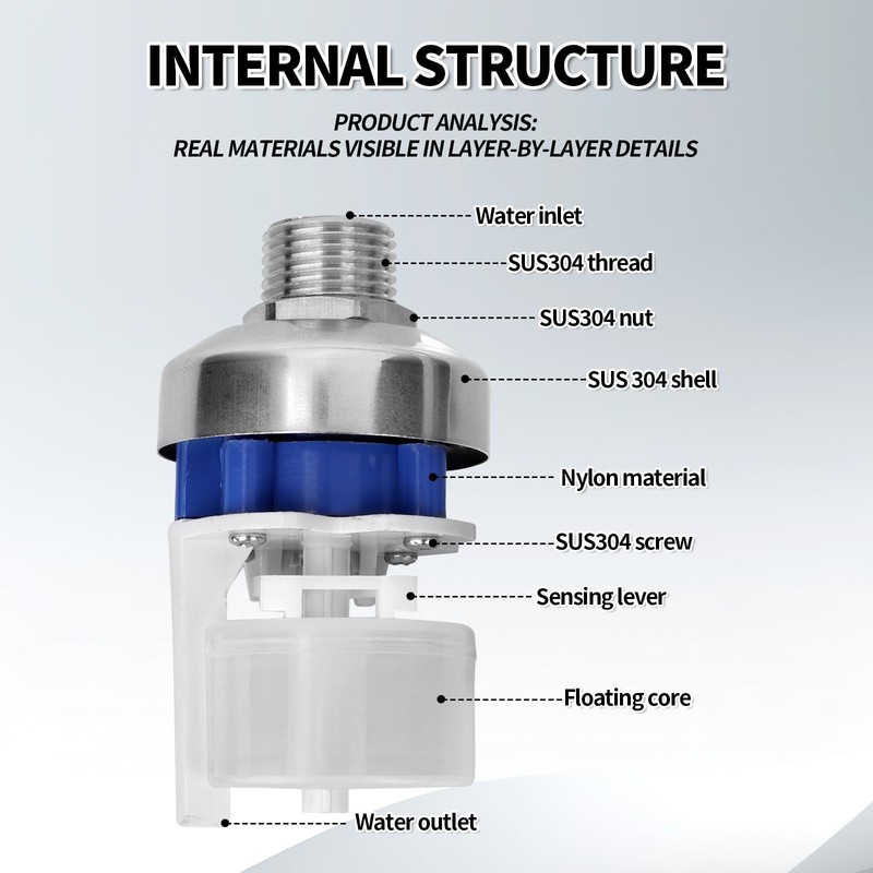 Float Valve, Stainless Steel NPT Thread Leak-Proof Automatic Water Level