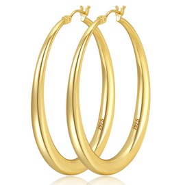 LOUMILEO Gold Hoop Earrings for Women 14K Real Gold Plated Large Gold Hoop Earrings Hypoallergenic Big Hoop Earrings Lightweight Thick Gold Hoops for Women (35mm)