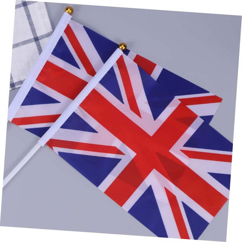 Tofficu Mini UK Flags 50pc Set of Britain Waving Flags