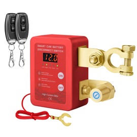 12V Intelligent Battery Power-Off Switch with Remote - Ideal for Car, Truck, RV, ATV, LED Voltage Display, Anti - Theft Battery Kill & Cut - Off Feature(Red)