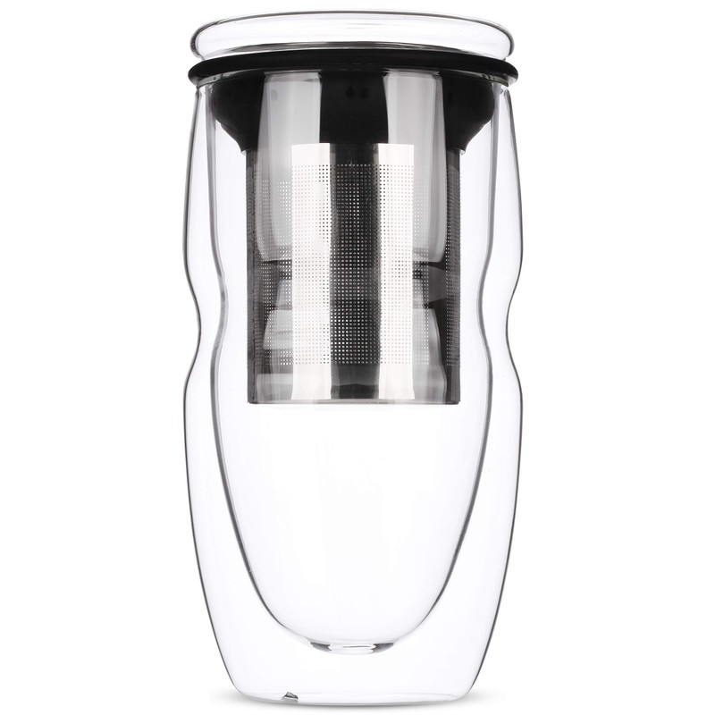 BTAT- Double Wall Glass Tea Cup With Stainless Steel Infuser,