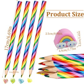Rainbow Colouring Pencils, Pack of 12 Children's Colouring Pencils + 1 Rainbow Pencil Roller, Colouring Pencils Set for Children Drawing Pencil, School, Office, Household Goods
