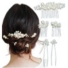 Herbeluemily Hair Ornament, Headdress, Hair Accessories, Hair Pin, Pearl, 5-piece