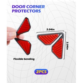 SCUARI 2PCS Car Door Corner Protector,Cars Door Corner Protector Edge Guards, Car Accessories,Anti-Collision Carbon Fiber Self-Adhesive Decorative Auto Corners Protect,Suitable for Most Cars (Red)