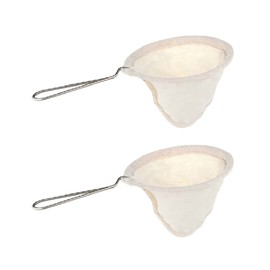 2 Pcs Flannel Cloth Coffee Filter Strainers Small Coffee Filter Sock Fabric Tea Filter Dripper with Stainless Steel Handle