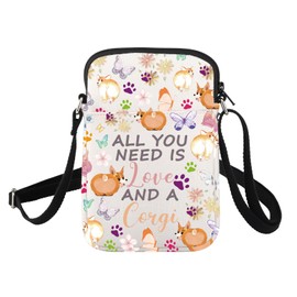 FUSTMW Corgi Crossbody Bag Corgi Gifts for Corgi Lovers Cell Phone Purse Corgi Owner Gift Cute Corgi Print Crossbody Pouch, Corgi Crossbody Bag