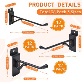 36 Pack Slatwall Hooks, 4/6/8 Inch Heavy Duty Slat Wall Hanger, Slat Wall Hanging Hook, Slatwall Accessories Display Hooks for Garage, Sheds, Retail Store, Kitchen, Craft Room (36, 4/6/8 Inch)