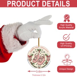 Christmas Ornaments Decorations - 3.6 in Acrylic - Gag Nasty Naughty Gifts - White Elephant - Stocking Stuffers (Baby's First Christmas Girl Shoes 4 - Pink New Parents Mom Dad Gifts Idea)