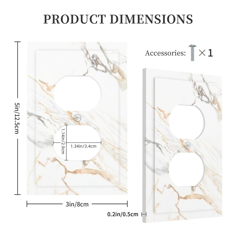LWDZLHD White Gold Marble Outlet Covers Light Switch Cover Wall