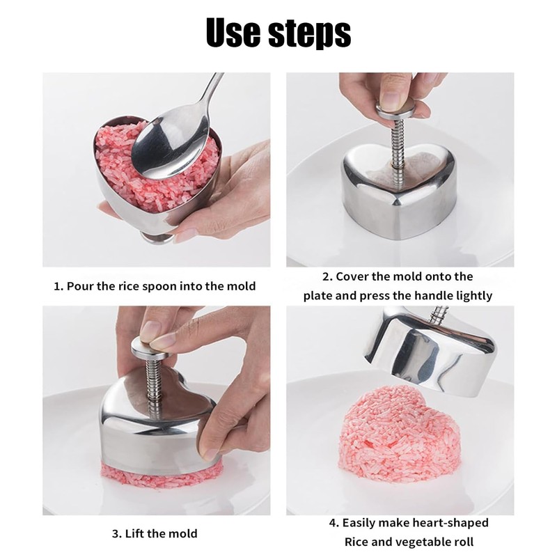 Lyfengdeam Onigiri Mold Stainless Steel, Musubi Mold Rice Mold Kit,