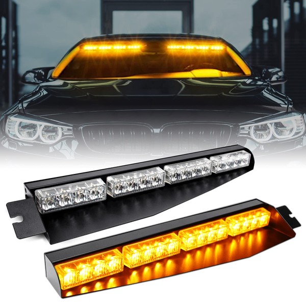 OPPBUY LED Visor Strobe Lights Bar 16 Flashing Mode Amber