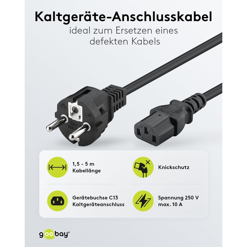 Goobay 50098 IEC Cable 2 m / C13 IEC Socket