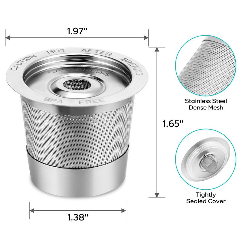 CASABREWS CASKF02 Reusable K Cup Filters, 2 Pack Stainless Steel